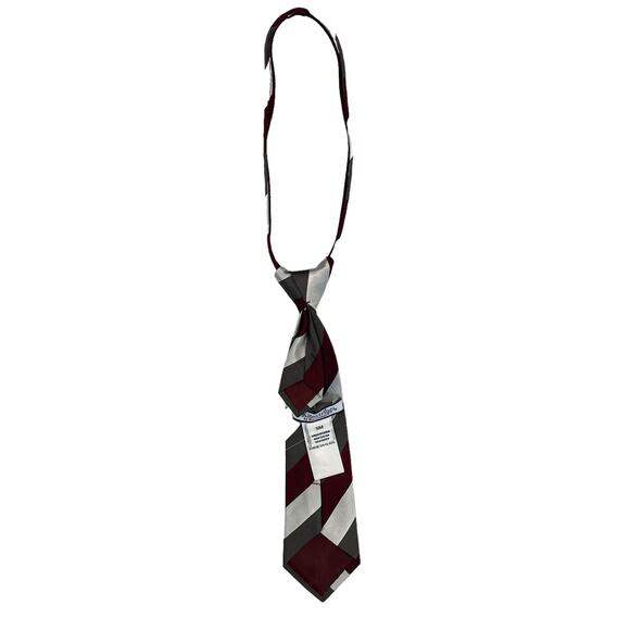 NWT Kitestrings by Hartstrings 100% Silk Burgundy Gray Zip On Tie Boys Small - Picture 5 of 7